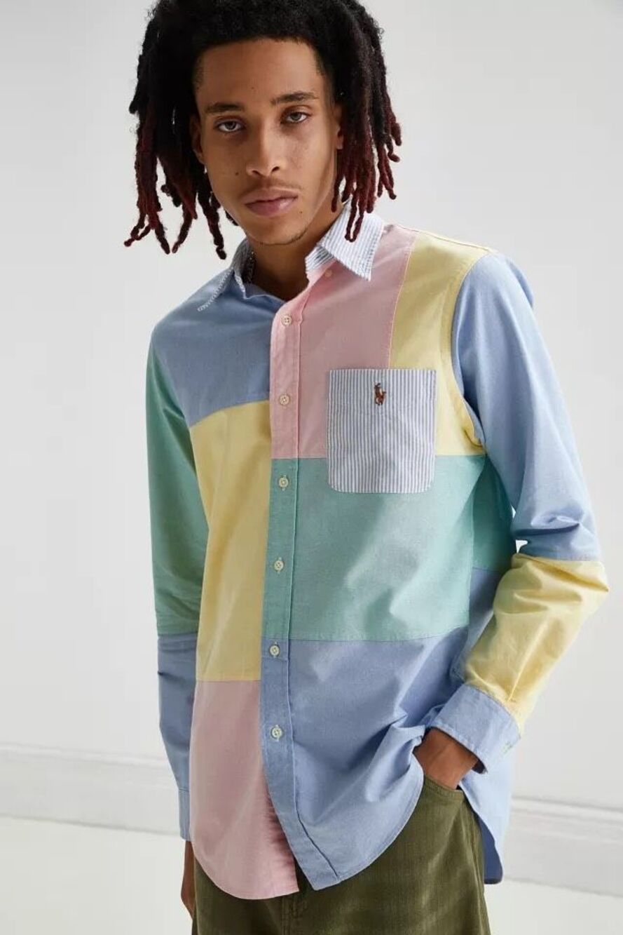 Polo Ralph Lauren Men’s Custom Fit Oxford Fun Shirt Patchwork Size L